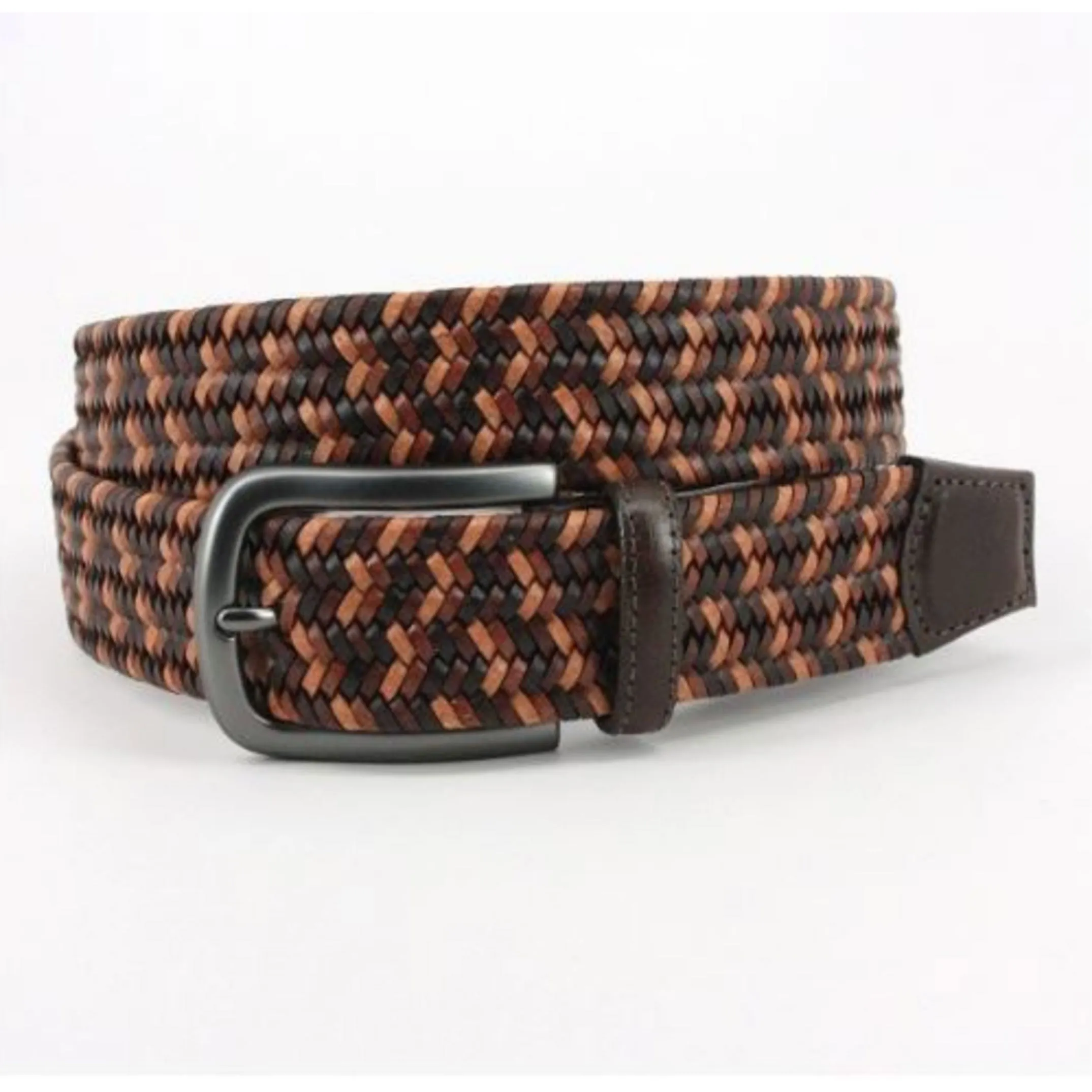 Torino Italian Mini Strand Woven Stretch Leather Belt