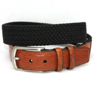 Torino Italian Woven Cotton and Leather Elastic Belt