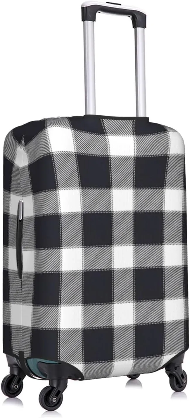 Travel Luggage Cover Suitcase Protector Bag, Black White Checked Dust-Proof Fits 18-32 Inch Luggage, Suitcase Sleeve For Kid And Adult,Small
