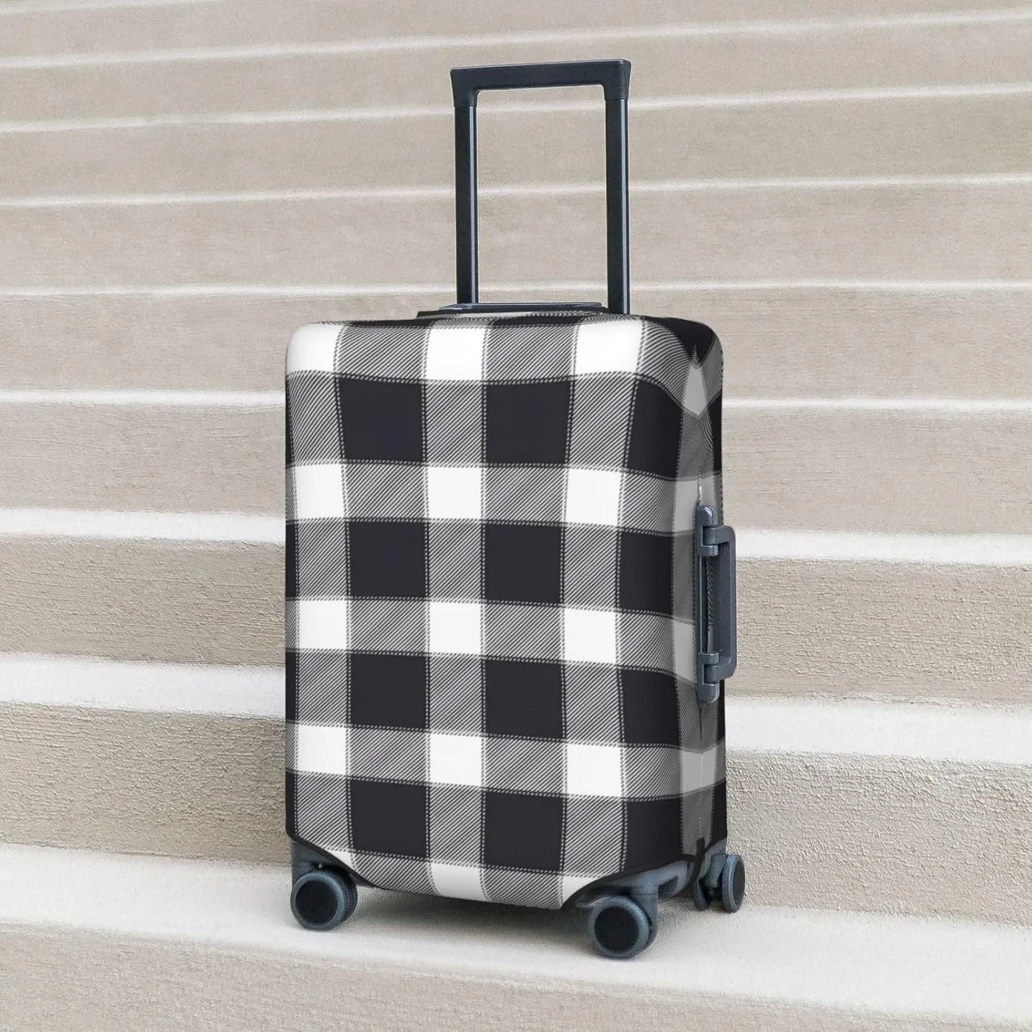 Travel Luggage Cover Suitcase Protector Bag, Black White Checked Dust-Proof Fits 18-32 Inch Luggage, Suitcase Sleeve For Kid And Adult,Small
