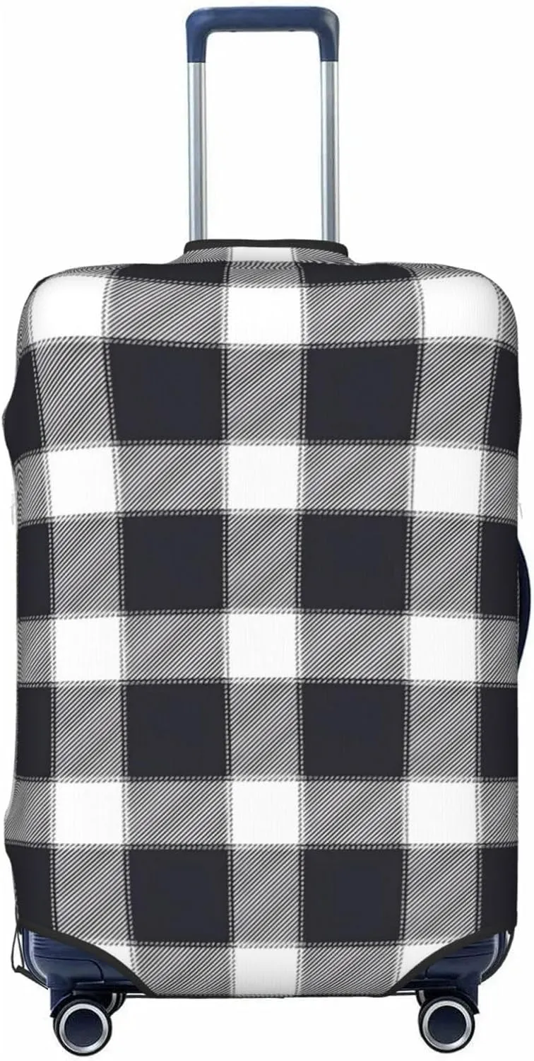 Travel Luggage Cover Suitcase Protector Bag, Black White Checked Dust-Proof Fits 18-32 Inch Luggage, Suitcase Sleeve For Kid And Adult,Small
