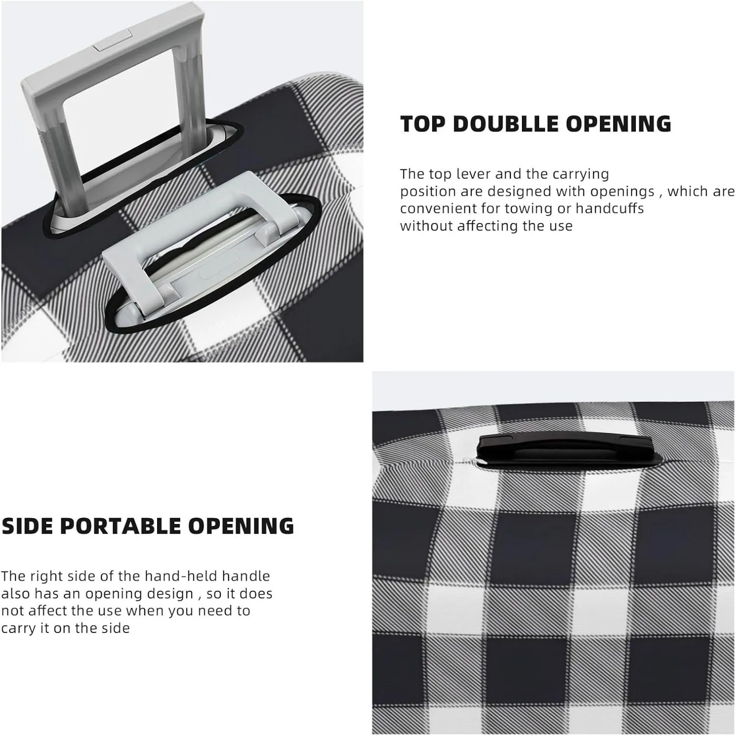 Travel Luggage Cover Suitcase Protector Bag, Black White Checked Dust-Proof Fits 18-32 Inch Luggage, Suitcase Sleeve For Kid And Adult,Small