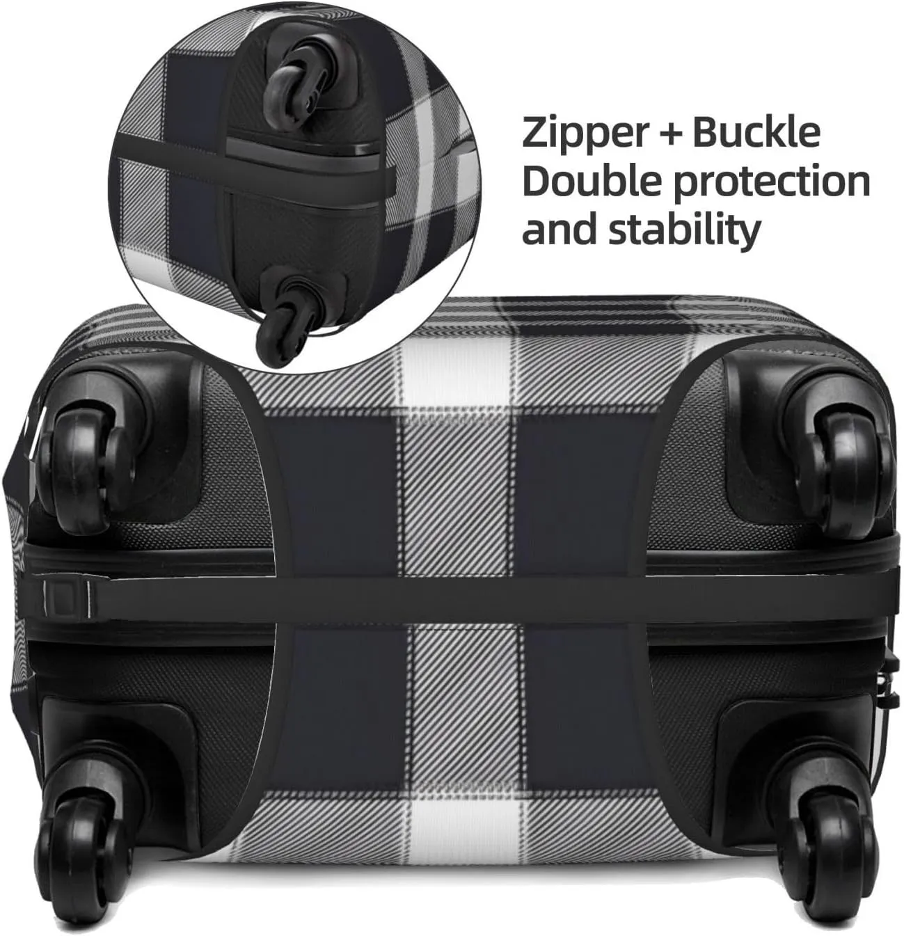 Travel Luggage Cover Suitcase Protector Bag, Black White Checked Dust-Proof Fits 18-32 Inch Luggage, Suitcase Sleeve For Kid And Adult,Small