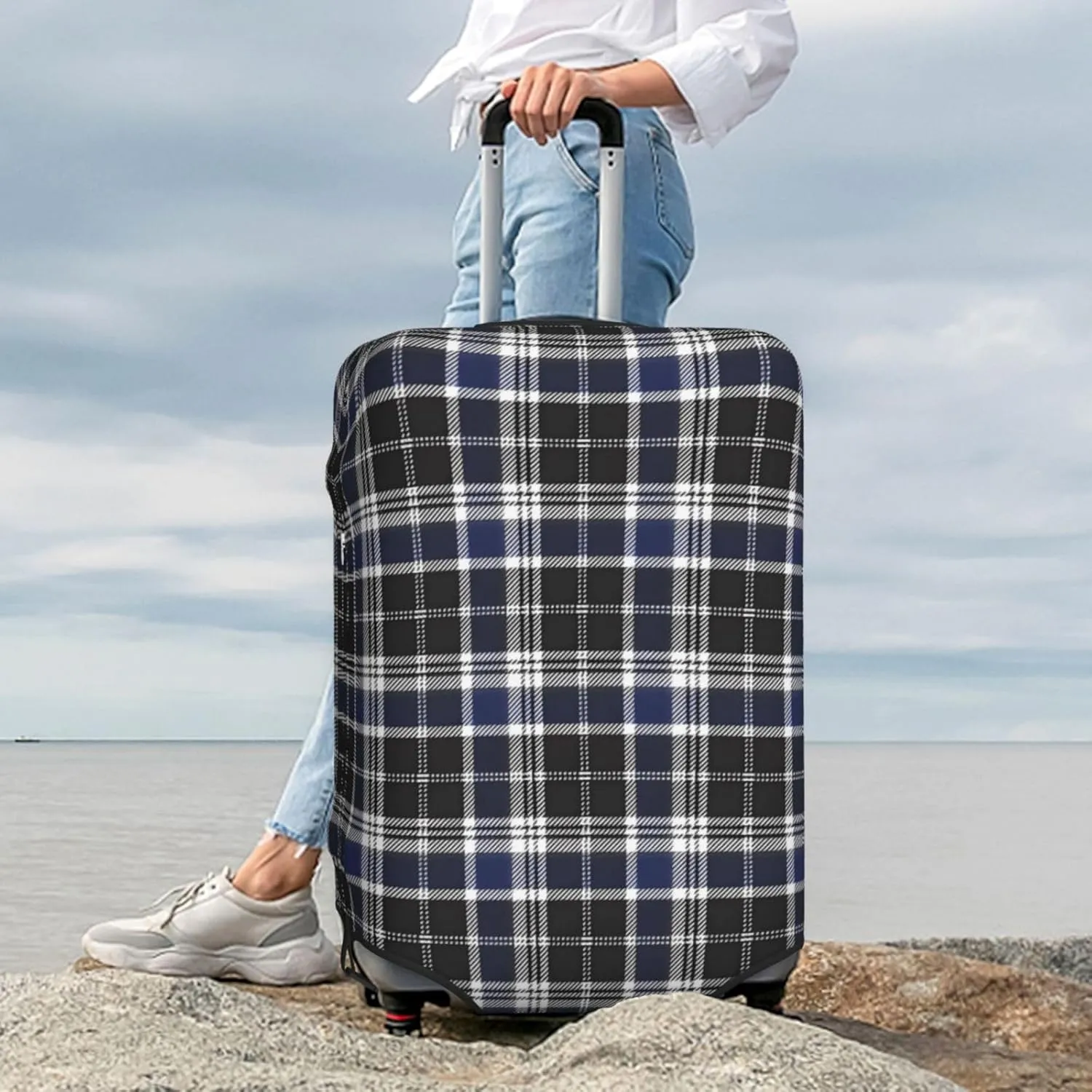 Travel Luggage Cover Suitcase Protector Bag, Checked Anti-Scratch Fits 18-32 Inch Luggage, Suitcase Sleeve For Kid And Adult,Small