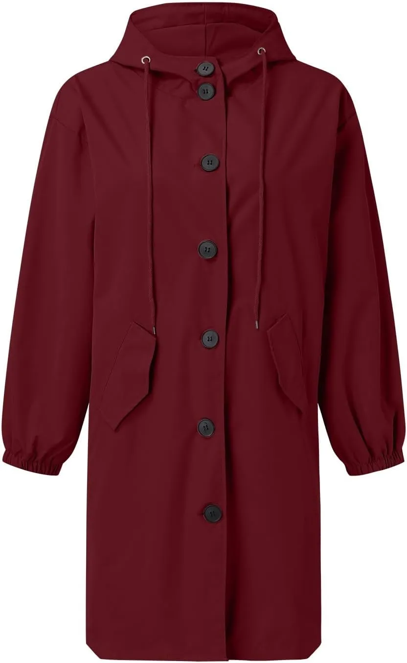 Trench Coat for Women 2025 Fall Winter Trendy Button Long Outwear Solid Color Long Sleeve Cute Jacket with Pockets