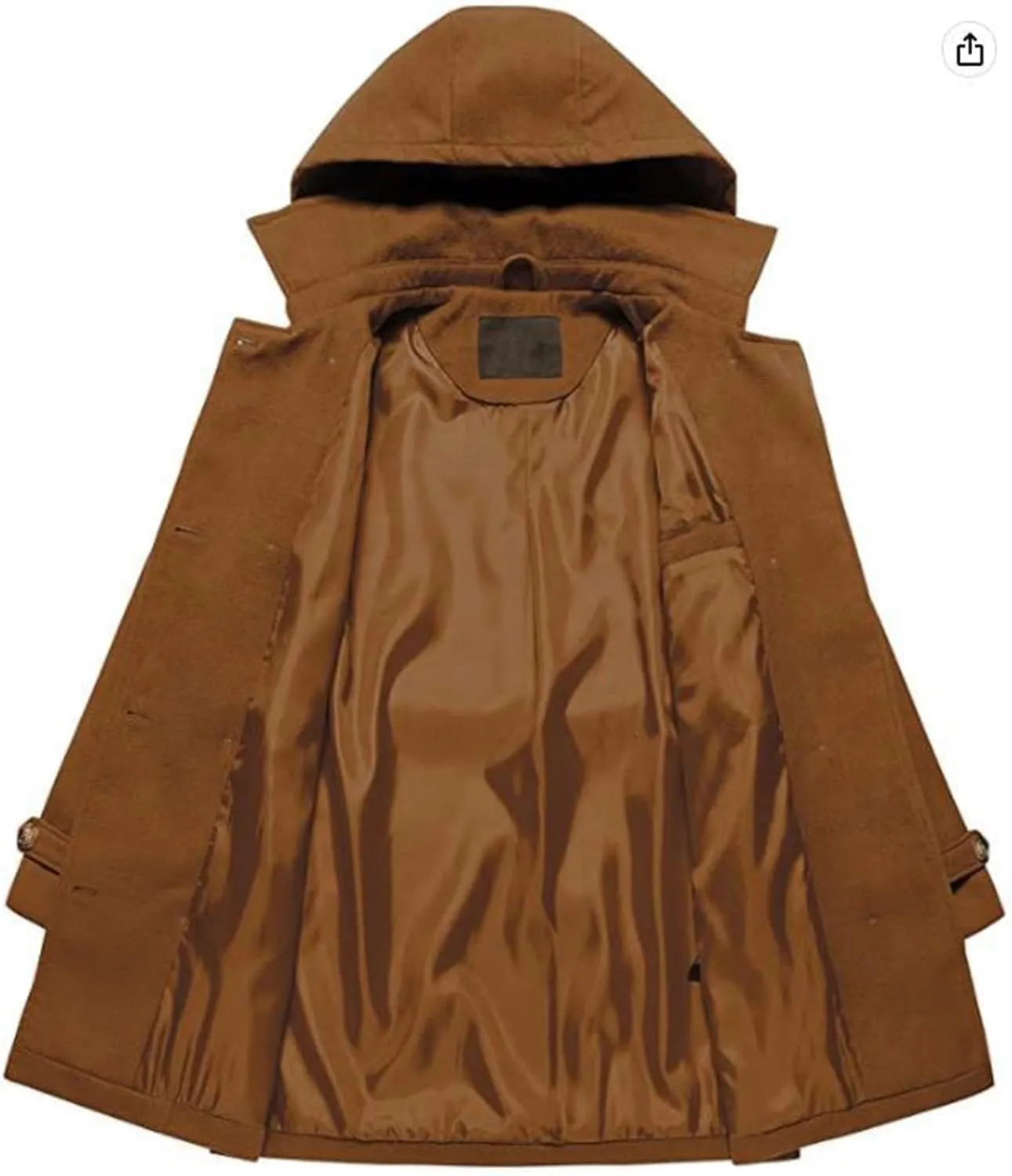 Trench Coat for Women Classic Lapel Collar Double Breasted Pea Coats Mid Length Winter Warm Wool Coats with Hood