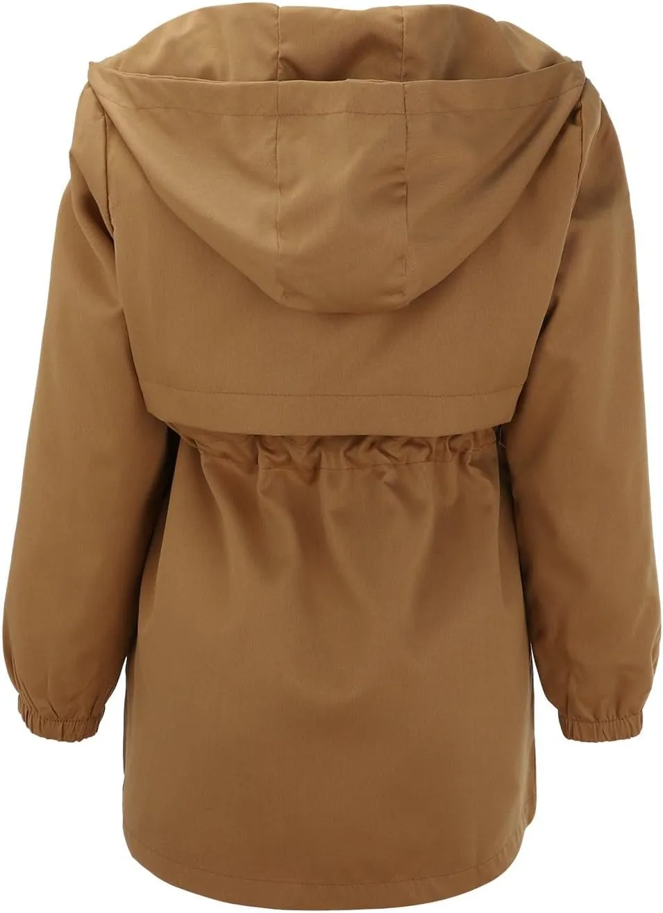 Trench Coat With Hood Women with Pockets Mid Length Windbreaker Casual Plus Size Drawstring Waist Zip Outdoor Jackets