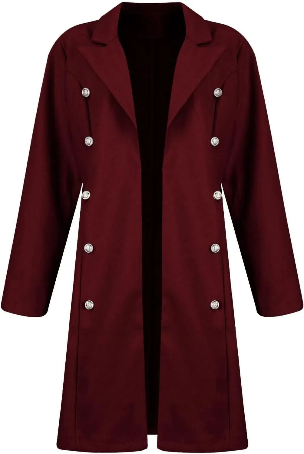 Trench Coat Women Notch Lapel Double Breasted Peacoat Winter Warm Mid Length Coat Wool Blend Cardigan Jackets Outwear