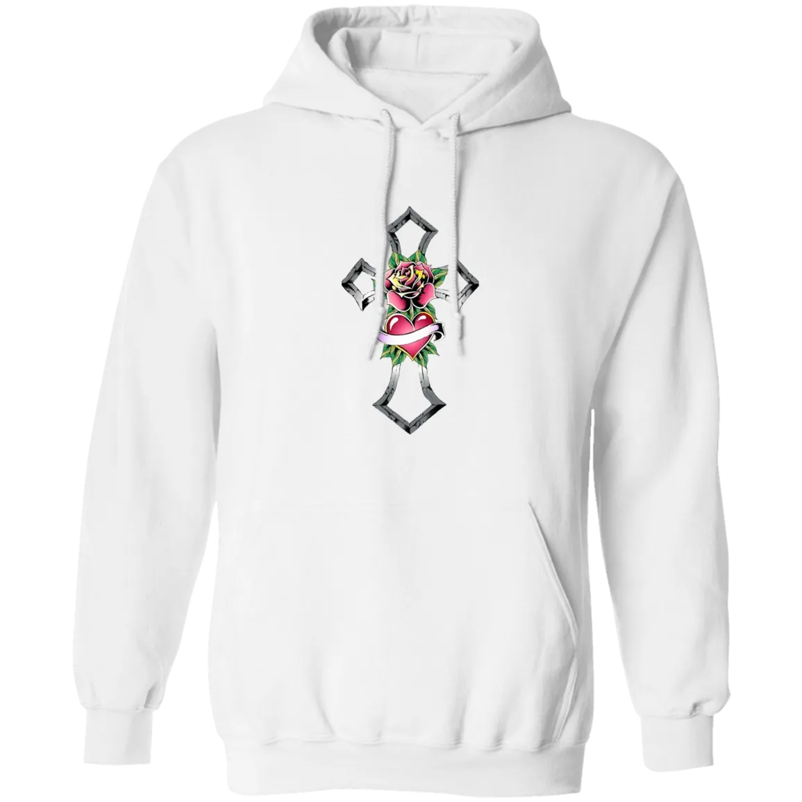 Tribal Rose with Heart Emblem Unisex Pullover Hoodie