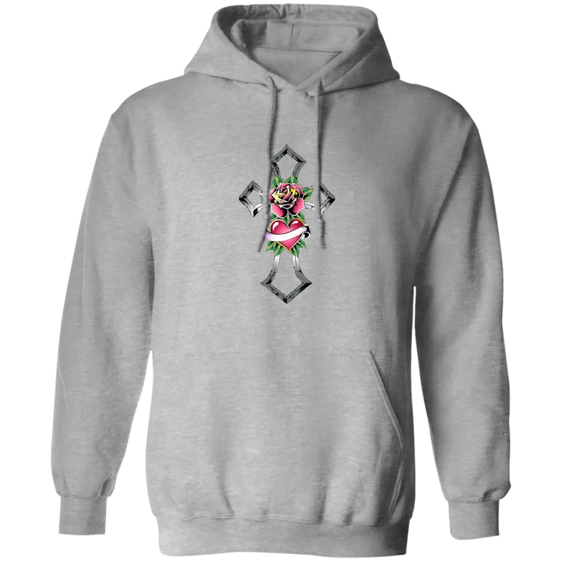 Tribal Rose with Heart Emblem Unisex Pullover Hoodie