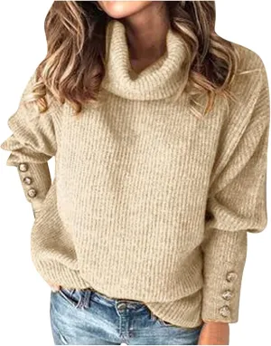 Turtleneck Loose Pullover Tops Sweater Mid Length Dress with Shoulder Sleeves and Half Turtleneck Sweater Neck Tops