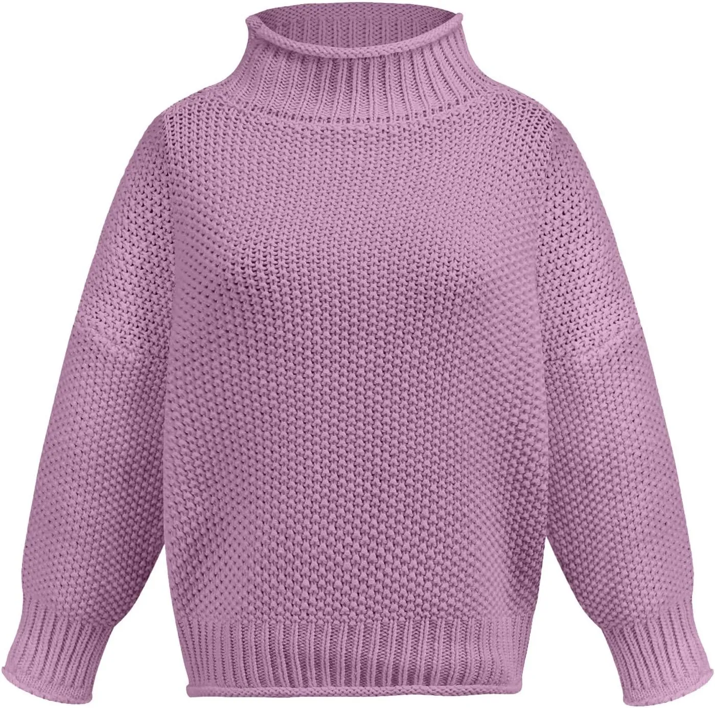 Turtleneck Sweater Womens 2024 Turtleneck Batwing Sleeve Loose Oversized Chunky Knitted Pullover Sweater Jumper Tops