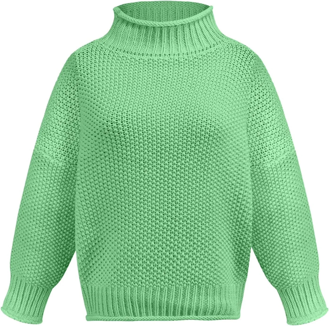 Turtleneck Sweater Womens 2024 Turtleneck Batwing Sleeve Loose Oversized Chunky Knitted Pullover Sweater Jumper Tops