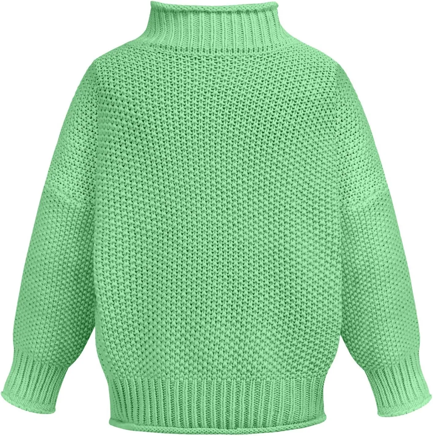 Turtleneck Sweater Womens 2024 Turtleneck Batwing Sleeve Loose Oversized Chunky Knitted Pullover Sweater Jumper Tops