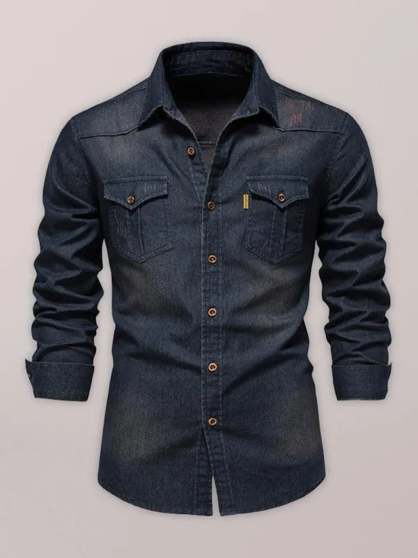 Two-Pocket Denim Men's Shirt