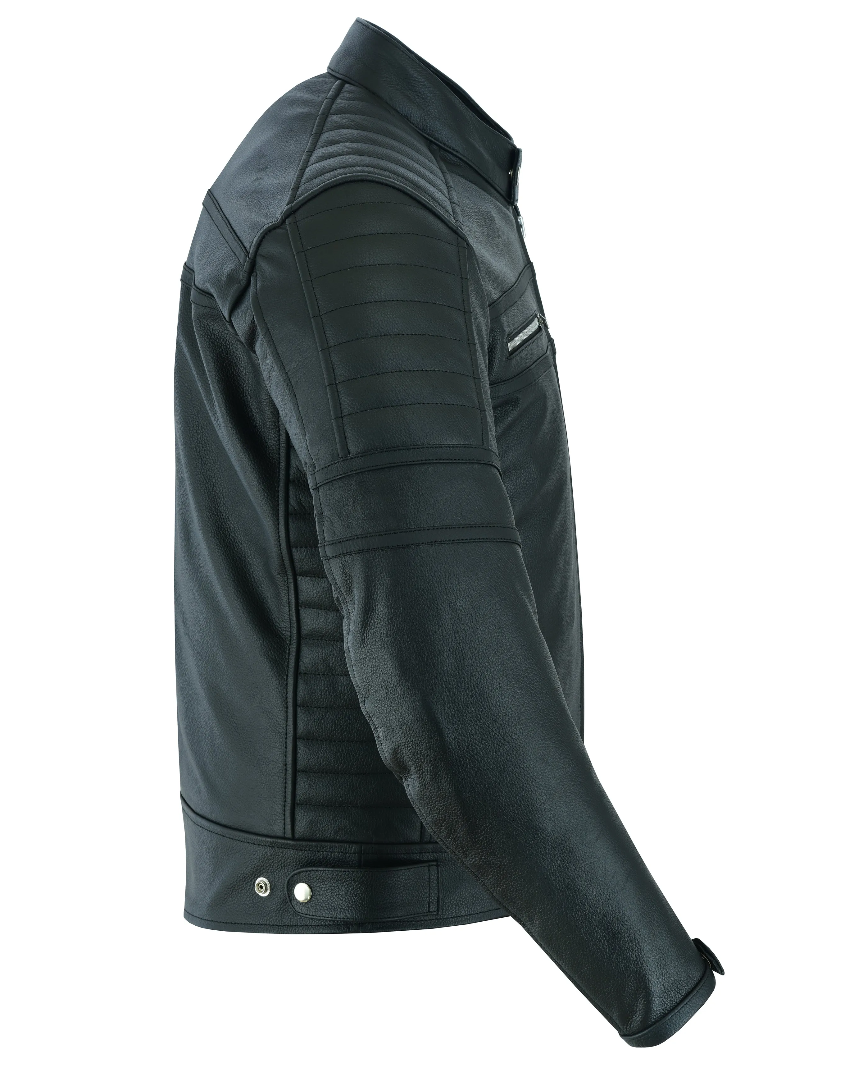 Two Tone Black Leather Motorcycle Jacket