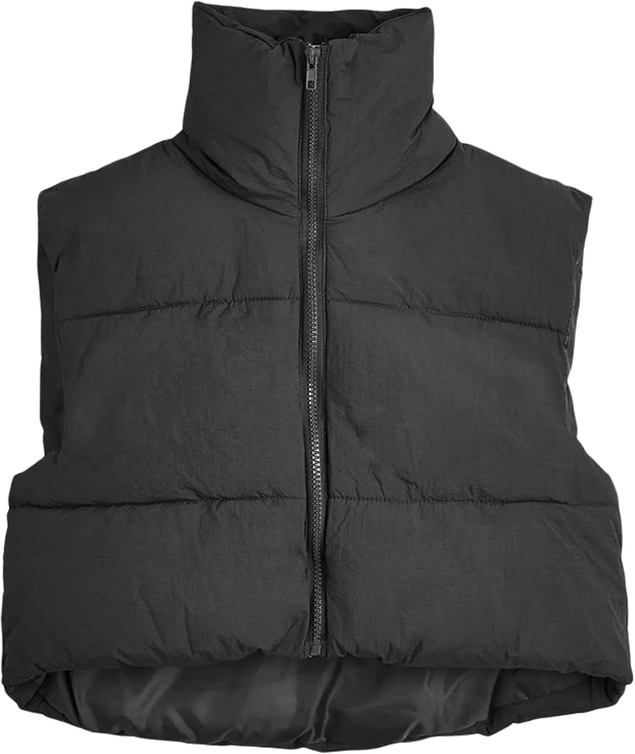 UANEO Cropped Puffer Vest Women Zip Up Stand Collar Sleeveless Padded Crop Puffy Vests