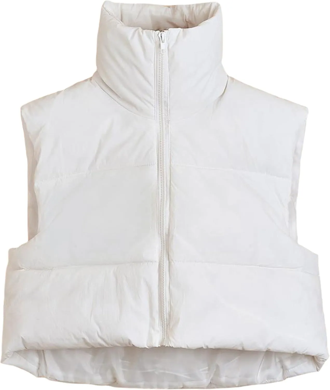 UANEO Cropped Puffer Vest Women Zip Up Stand Collar Sleeveless Padded Crop Puffy Vests