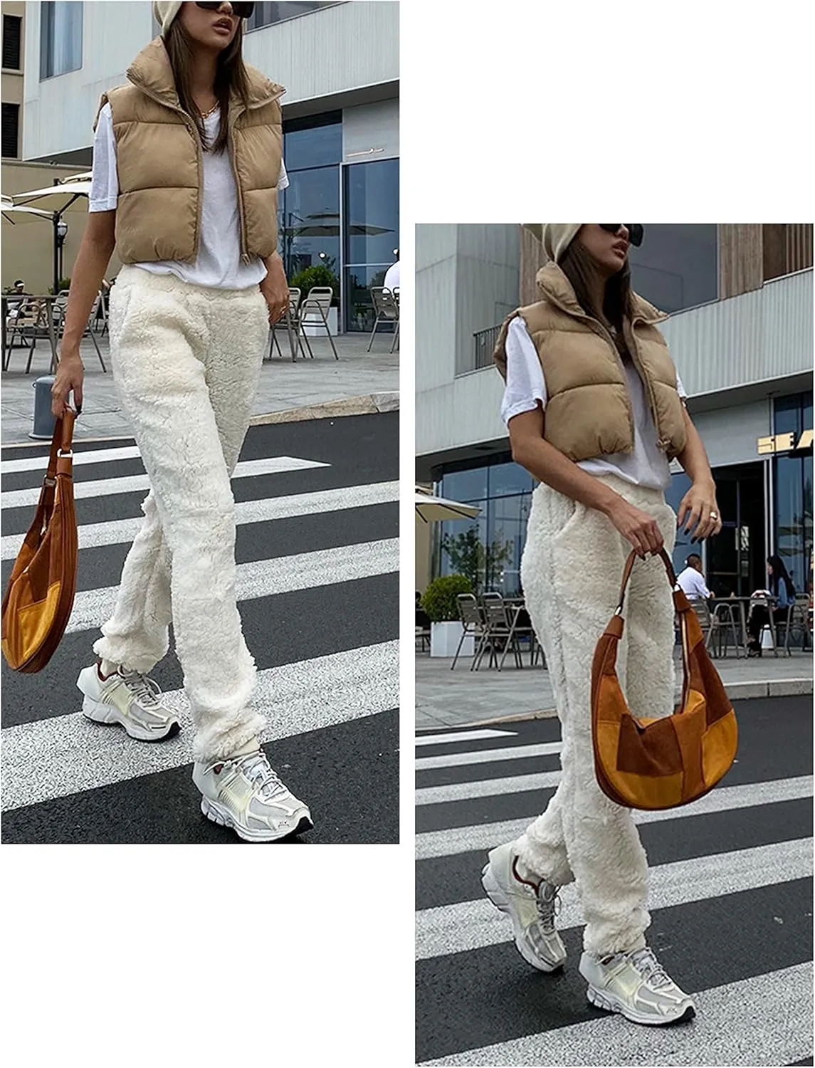 UANEO Cropped Puffer Vest Women Zip Up Stand Collar Sleeveless Padded Crop Puffy Vests
