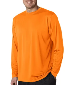 ultraclub(R) adult cool & dry sport long-sleeve performance interlock tee - bright orange (l)