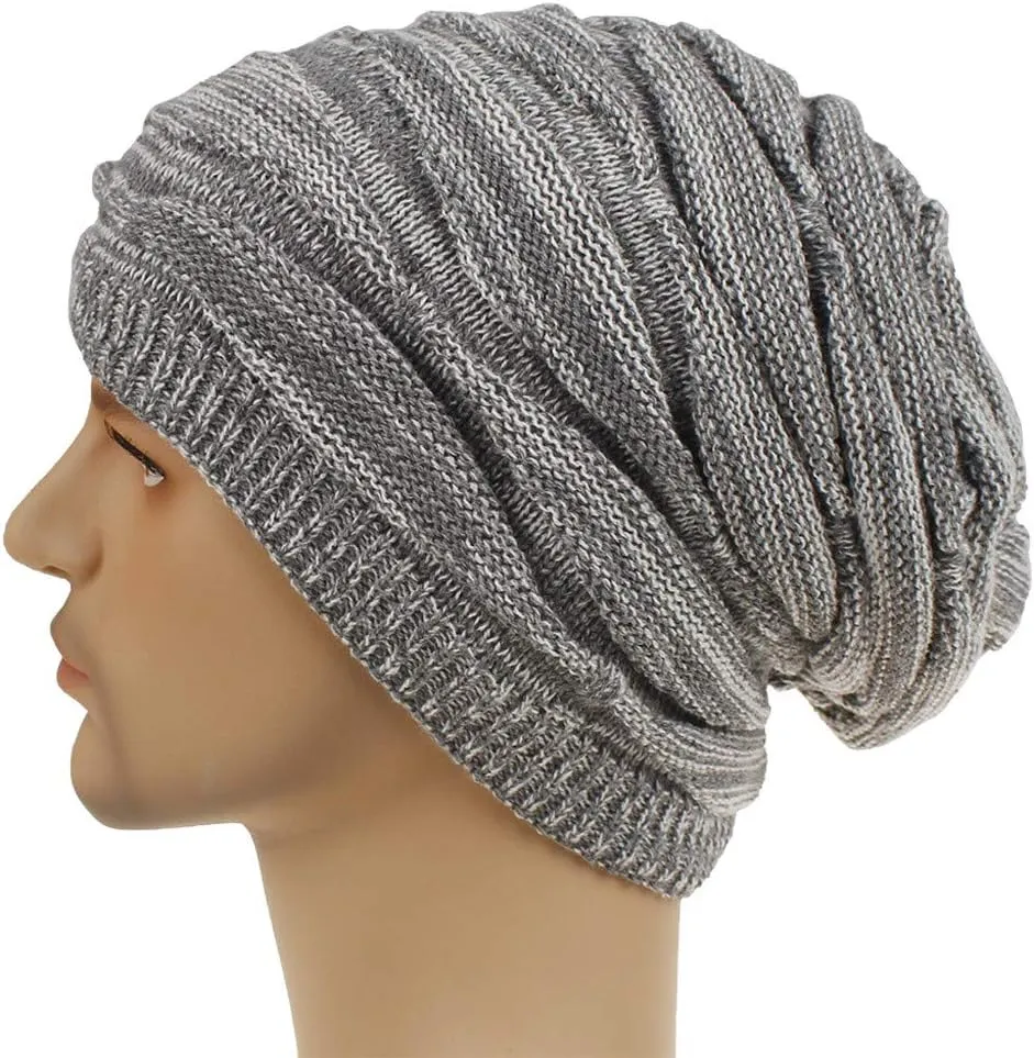 Unisex Winter Beanie Fashionable Stylish Warm Slouchy Ribbed Knit Hat Pom Pom Ski Skull Cap