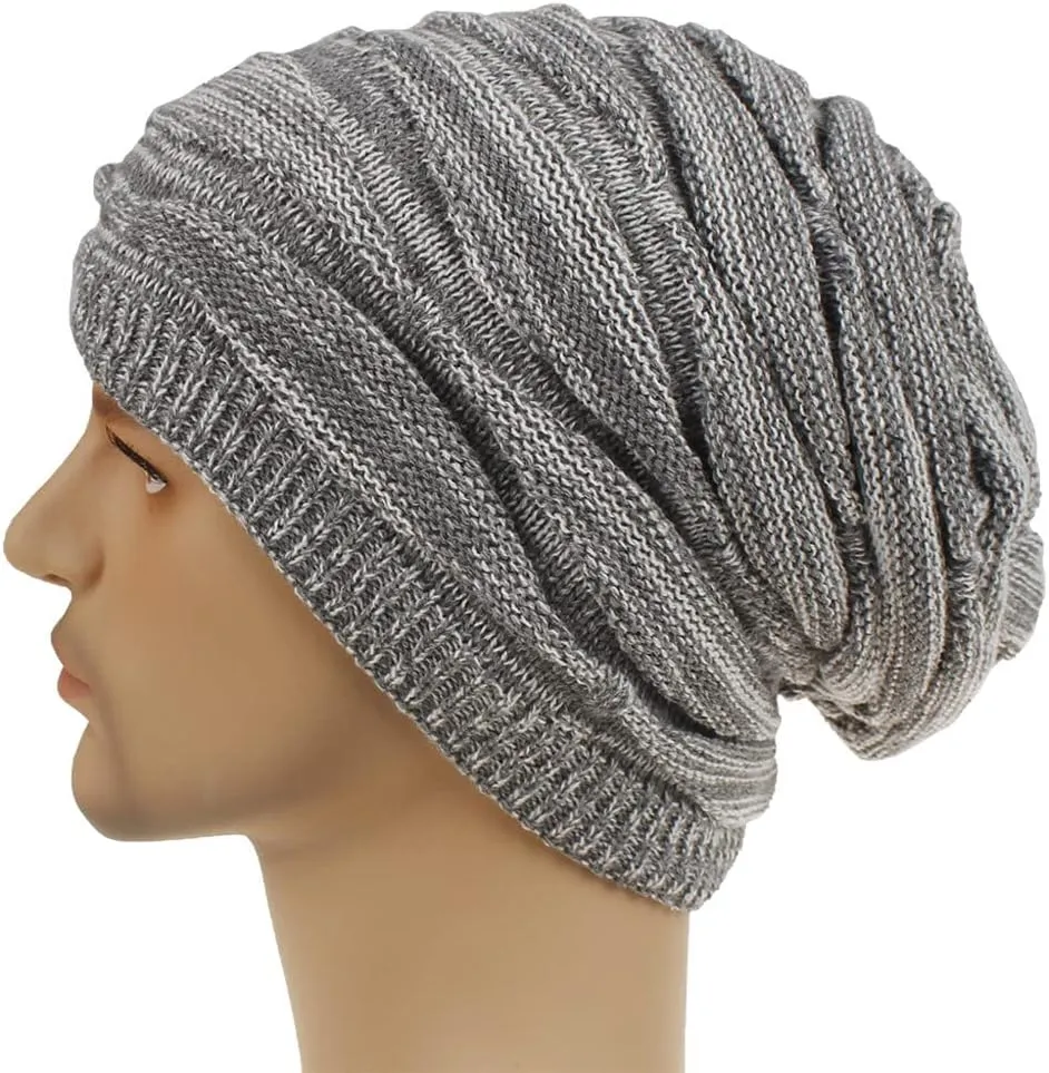 Unisex Winter Beanie Fashionable Stylish Warm Slouchy Ribbed Knit Hat Pom Pom Ski Skull Cap