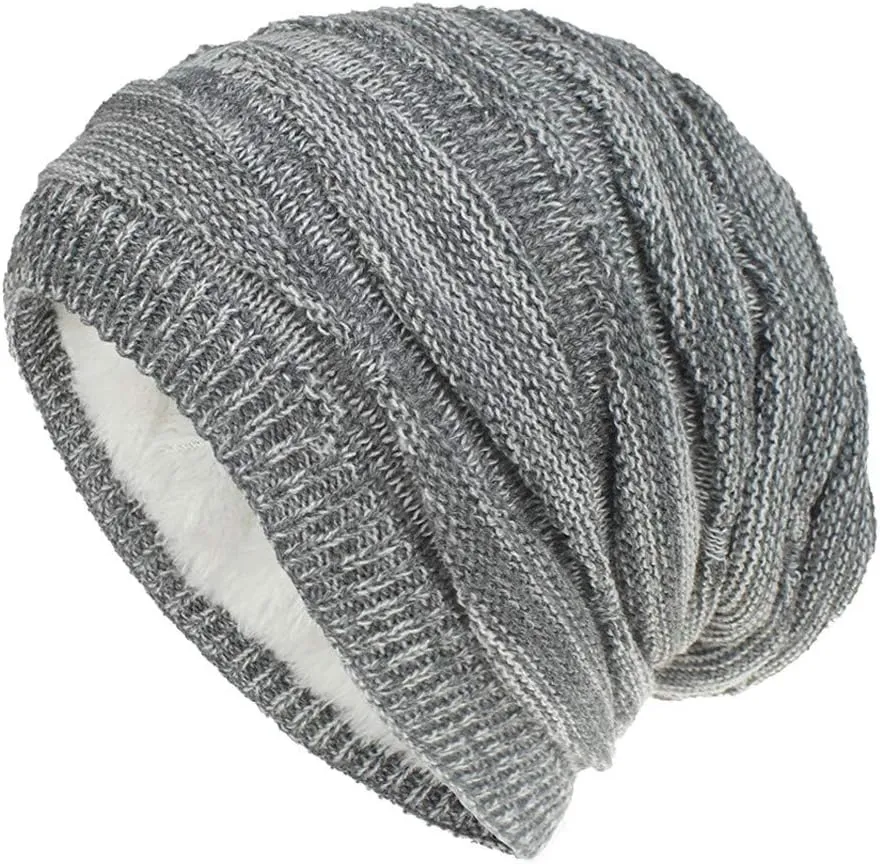 Unisex Winter Beanie Fashionable Stylish Warm Slouchy Ribbed Knit Hat Pom Pom Ski Skull Cap