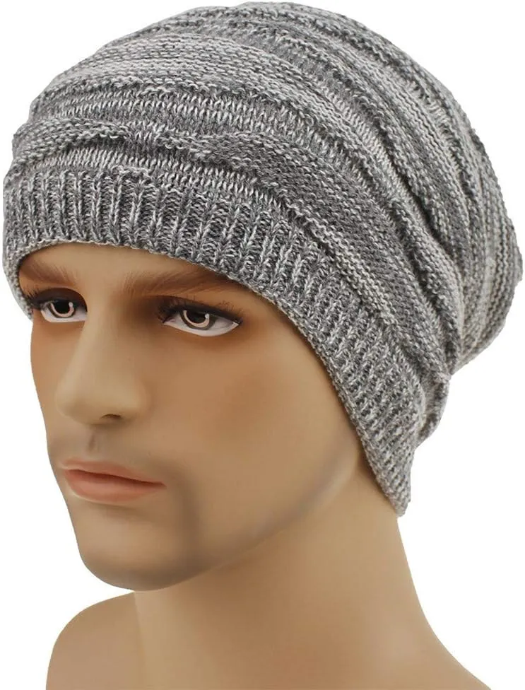 Unisex Winter Beanie Fashionable Stylish Warm Slouchy Ribbed Knit Hat Pom Pom Ski Skull Cap