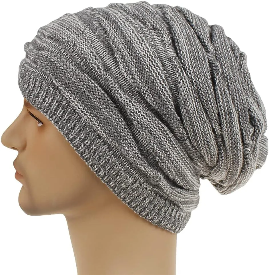 Unisex Winter Beanie Fashionable Stylish Warm Slouchy Ribbed Knit Hat Pom Pom Ski Skull Cap