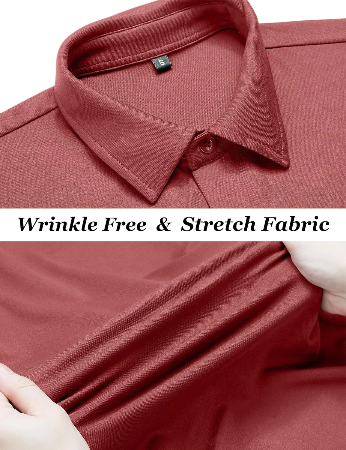 URRU Men's Muscle Dress Shirts Slim Fit Stretch Wrinkle Free Short Sleeve Casual Button Down Shirts