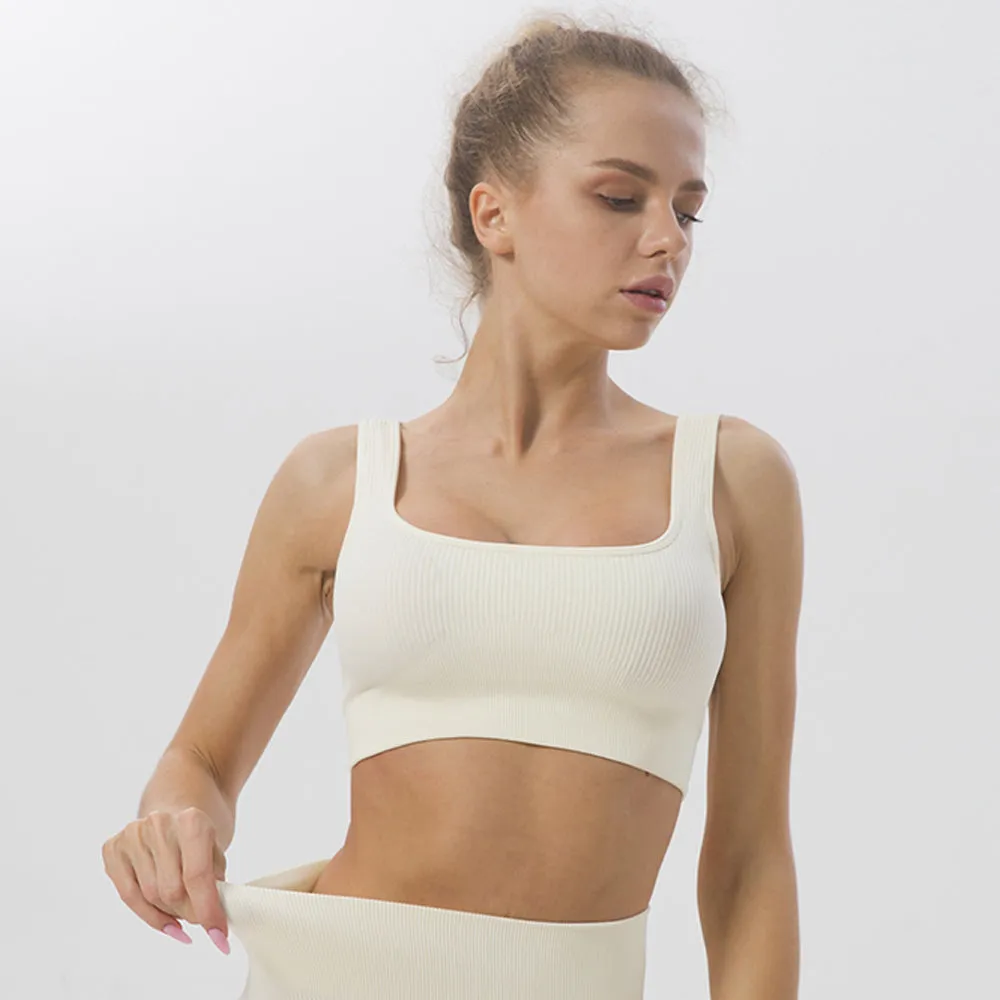 US Stock Women's Sports Bras Padded Support Workout Yoga Gym Crop Tank Tops