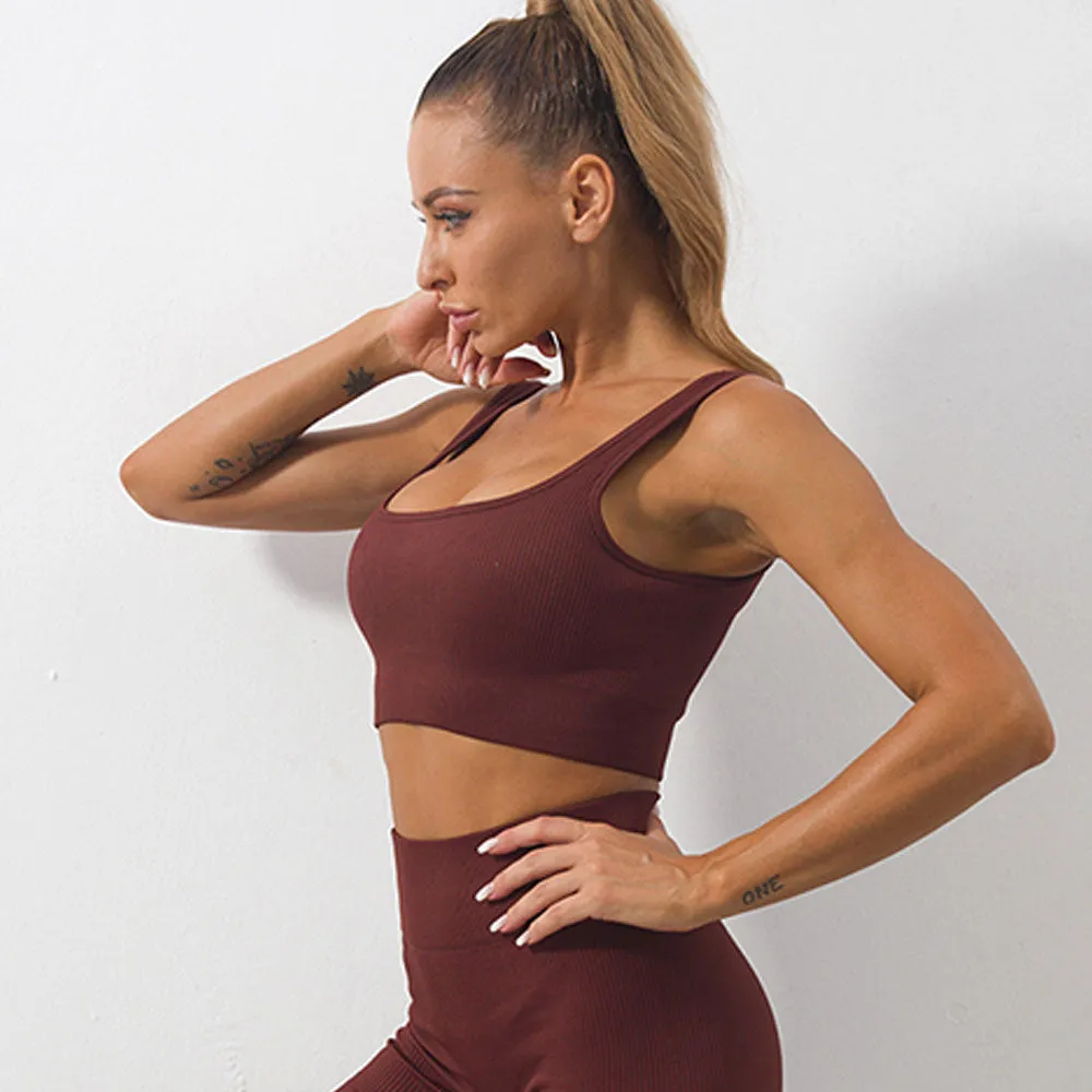 US Stock Women's Sports Bras Padded Support Workout Yoga Gym Crop Tank Tops