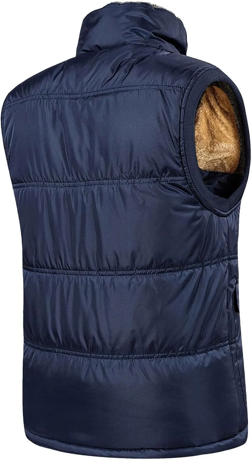 Vest For Men And Winter Fashion Casual Zipper Collar Pocket Hooded Sleeveless Cotton Padded Jacket Vest Top Mens