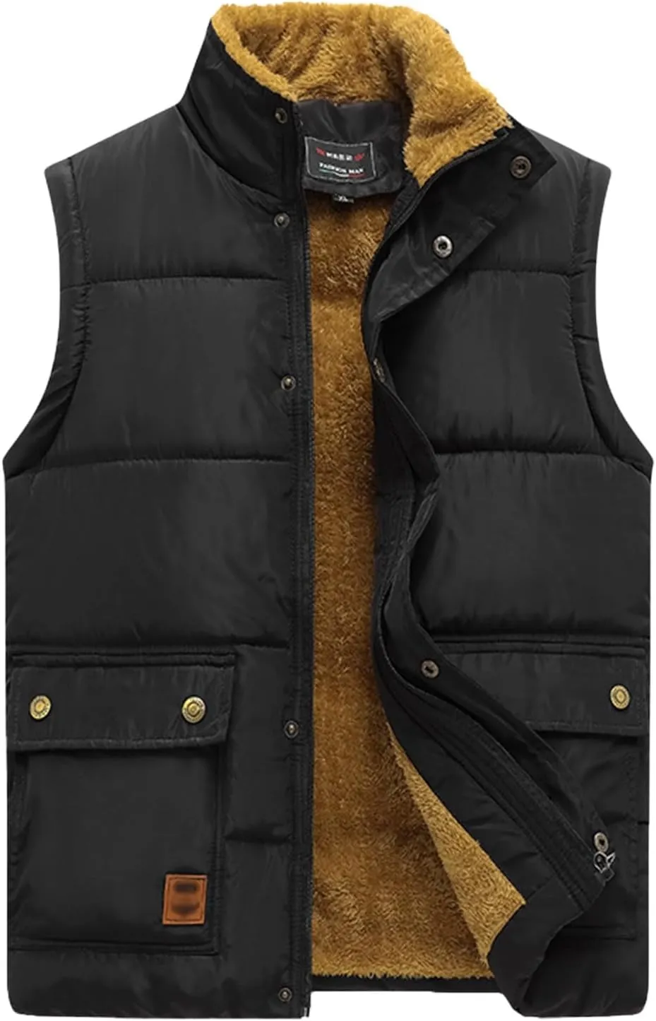 Vest For Men And Winter Fashion Casual Zipper Collar Pocket Hooded Sleeveless Cotton Padded Jacket Vest Top Mens