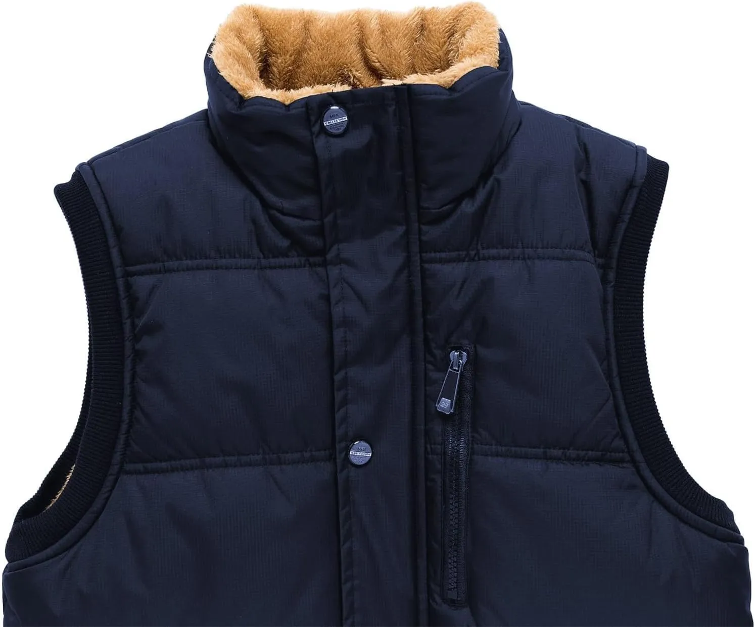 Vest For Men And Winter Fashion Casual Zipper Collar Pocket Hooded Sleeveless Cotton Padded Jacket Vest Top Mens