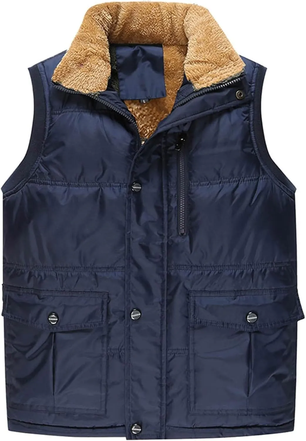 Vest For Men And Winter Fashion Casual Zipper Collar Pocket Hooded Sleeveless Cotton Padded Jacket Vest Top Mens