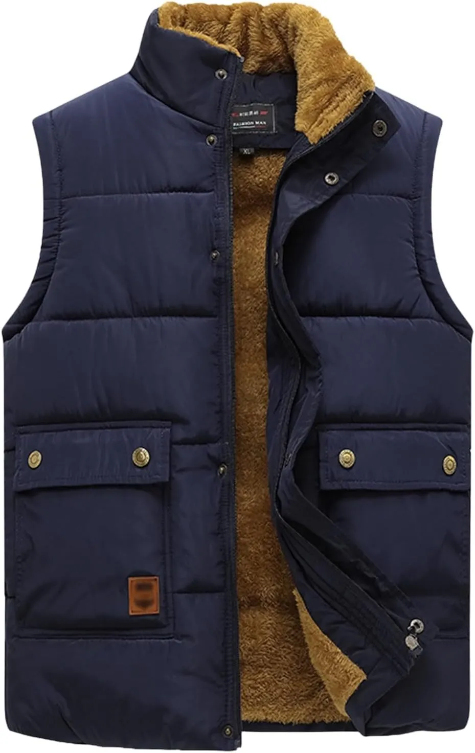Vest For Men And Winter Fashion Casual Zipper Collar Pocket Hooded Sleeveless Cotton Padded Jacket Vest Top Mens
