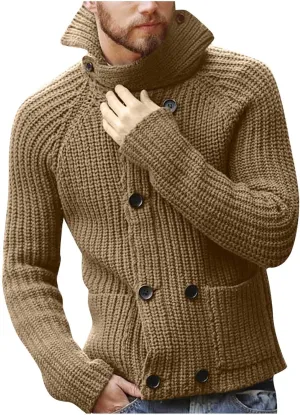 Vintage Cardigan Sweater Men Shawl Collar Sweater Big and Tall Button Down Sweaters Lightweight Open Front Cardigan