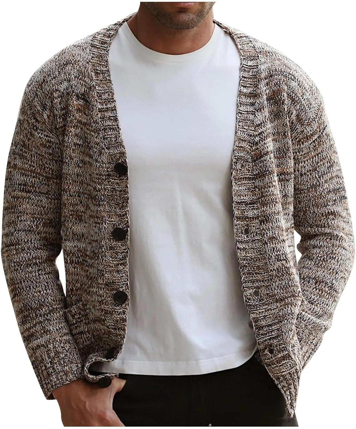 Vintage Cardigan Sweaters for Men Shawl Collar Sweater Slim Fit Button Down Sweaters Lightweight Cardigan Sweater
