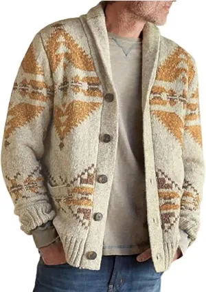 Vintage Cardigans for Men Cable Knit Cardigan Sweaters Button Down Knit Sweater Casual Long Sleeve Cardigan