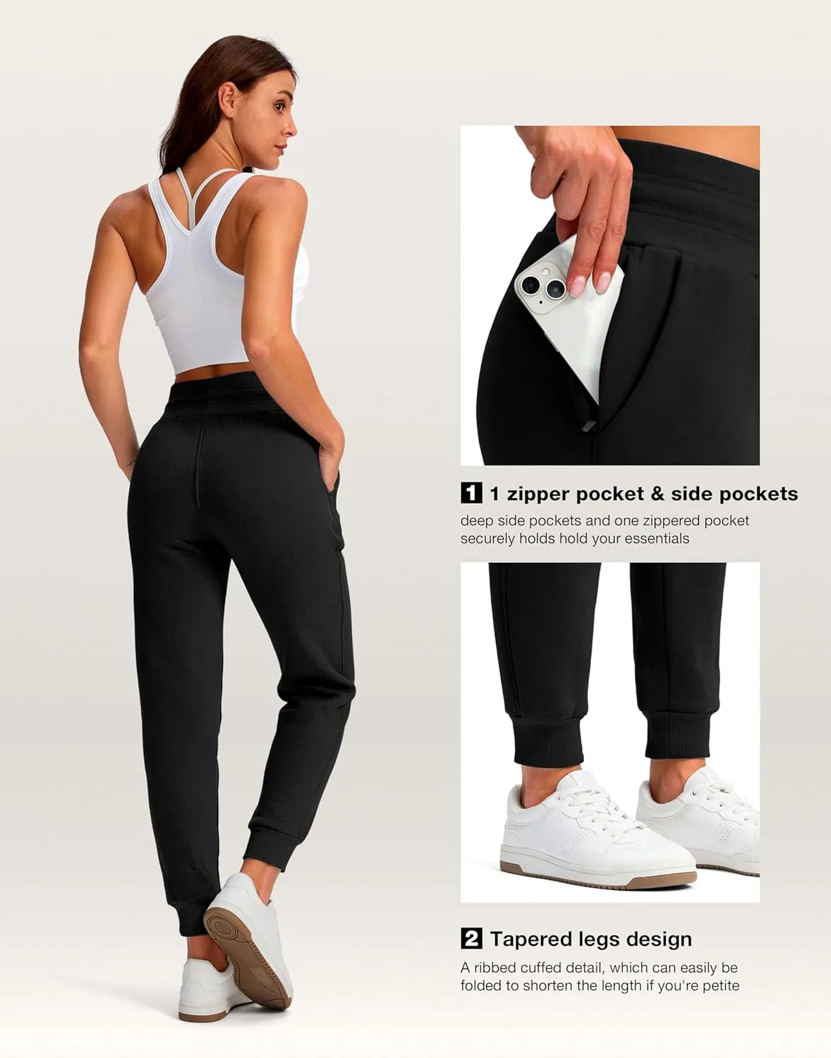 Viodia Womens Fleece Lined Joggers Winter High Waisted Warm Cotton Sweatpants Thick Lounge Sweat Pants with Pockets