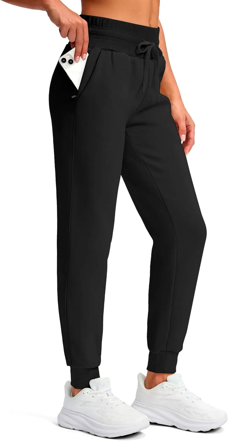 Viodia Womens Fleece Lined Joggers Winter High Waisted Warm Cotton Sweatpants Thick Lounge Sweat Pants with Pockets