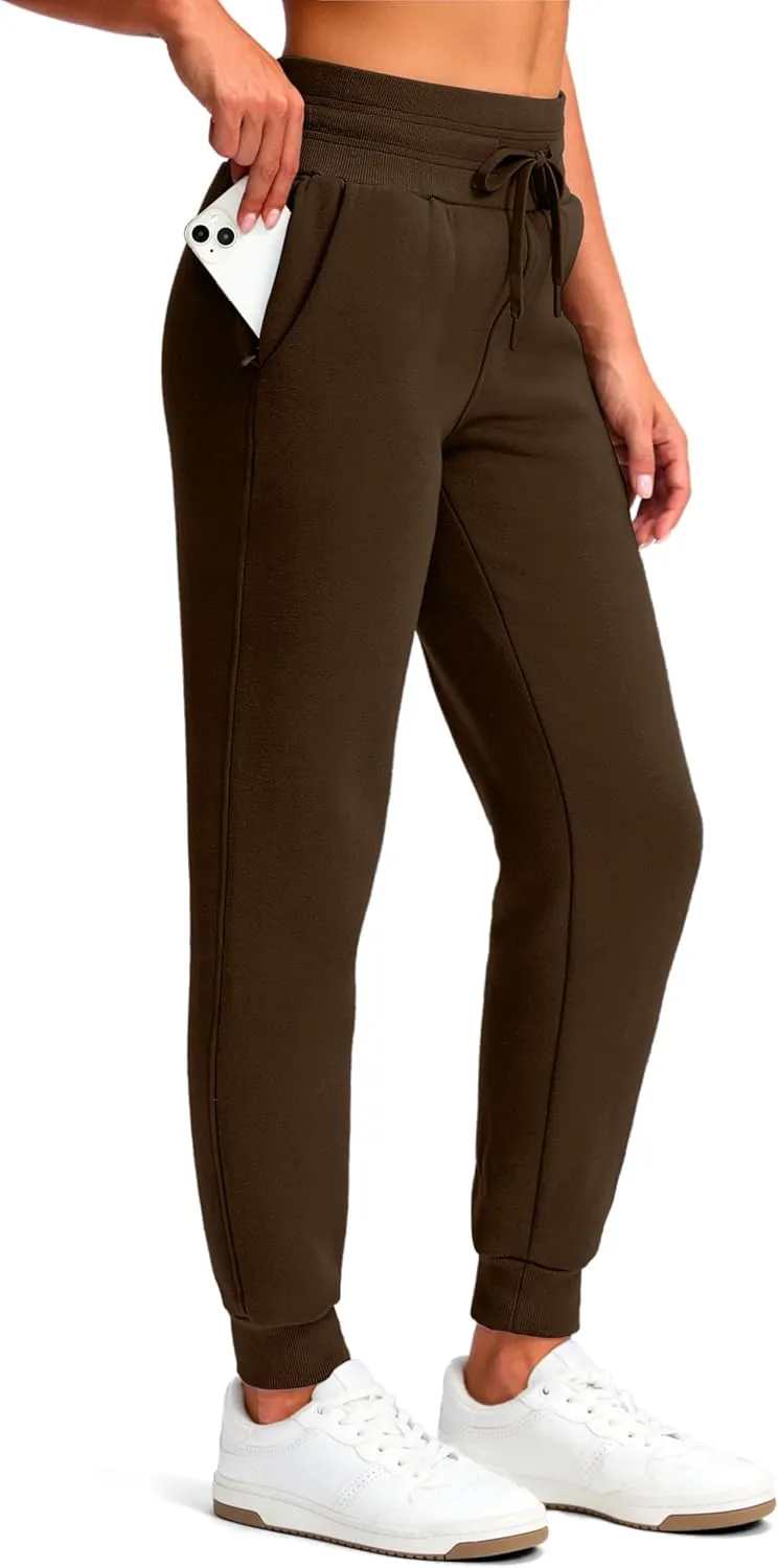Viodia Womens Fleece Lined Joggers Winter High Waisted Warm Cotton Sweatpants Thick Lounge Sweat Pants with Pockets