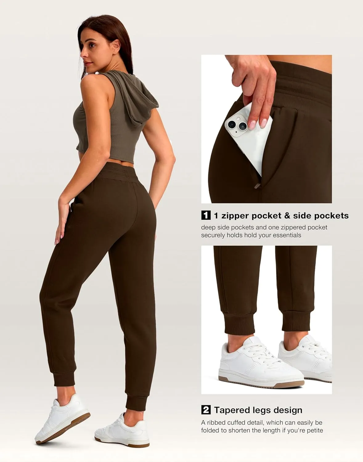 Viodia Womens Fleece Lined Joggers Winter High Waisted Warm Cotton Sweatpants Thick Lounge Sweat Pants with Pockets