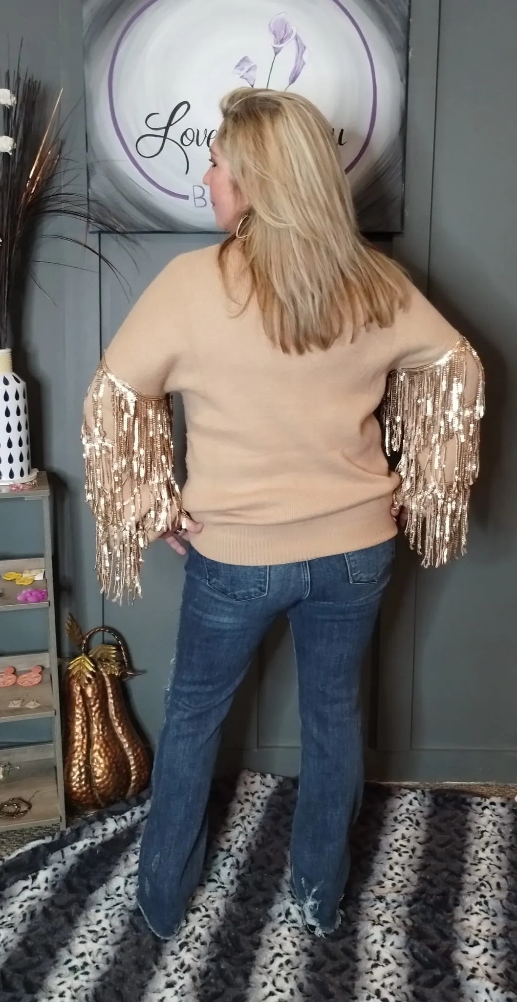 Watch Me Shine Sequin Fringe Sweater