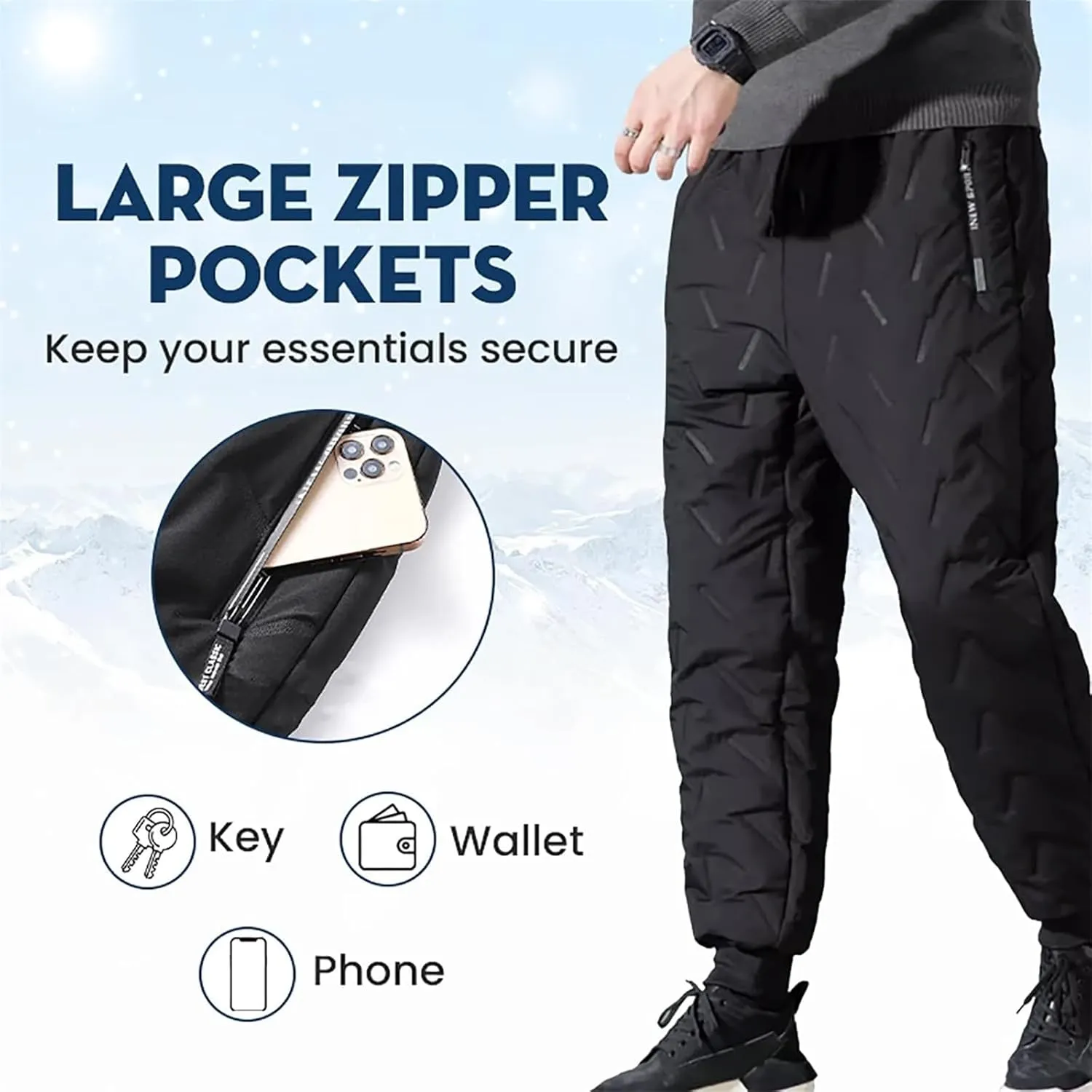 Waterproof Fleece Lined Snow Pants for Men with Jolly Snow Pants Fleeceactive Lambswool Joggers for Outdoor Activities