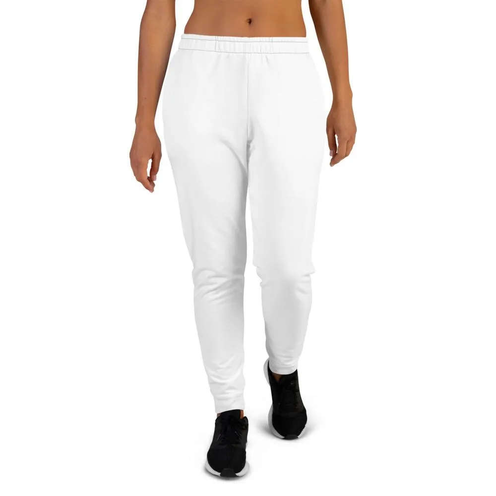 White Women's Joggers, Solid Color Designer Slim Fit Sweatpants Joggers- Made in EU