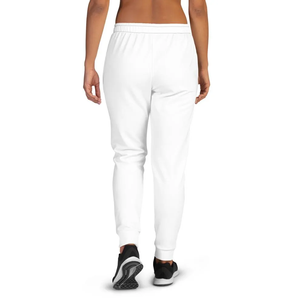 White Women's Joggers, Solid Color Designer Slim Fit Sweatpants Joggers- Made in EU