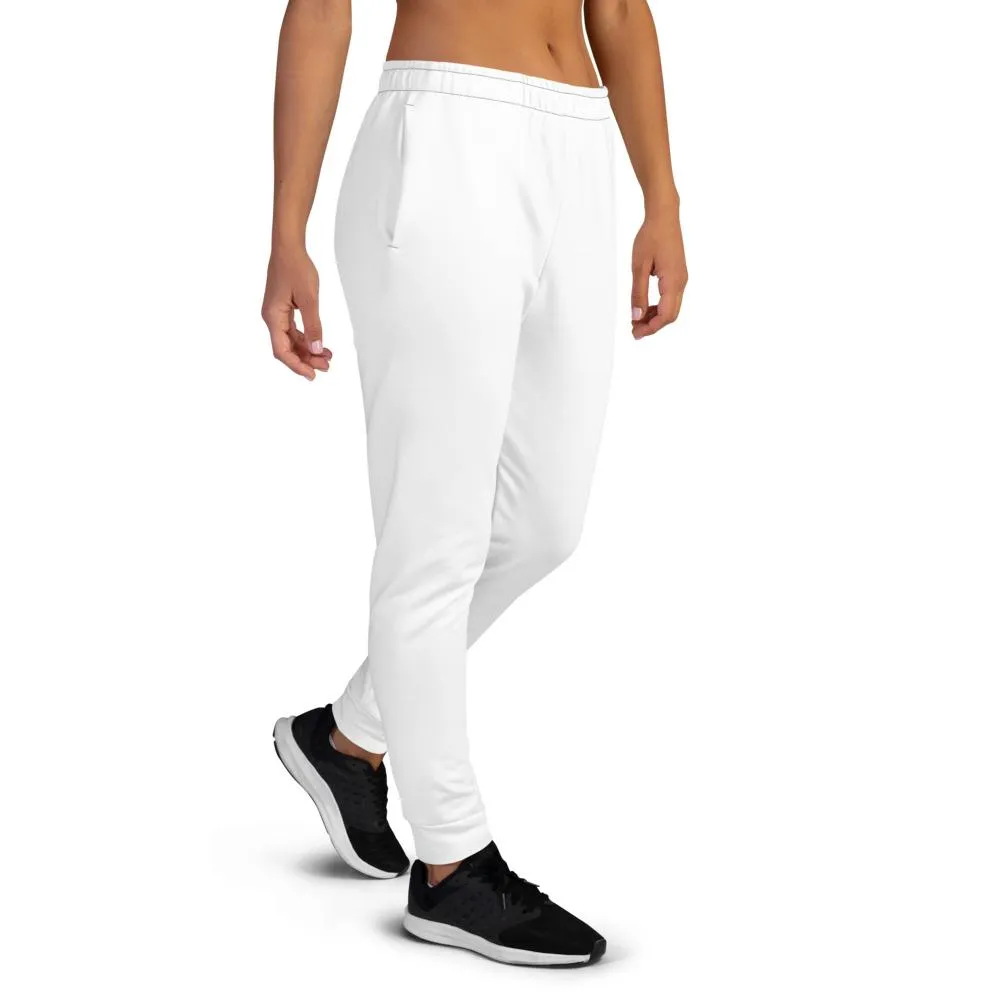 White Women's Joggers, Solid Color Designer Slim Fit Sweatpants Joggers- Made in EU