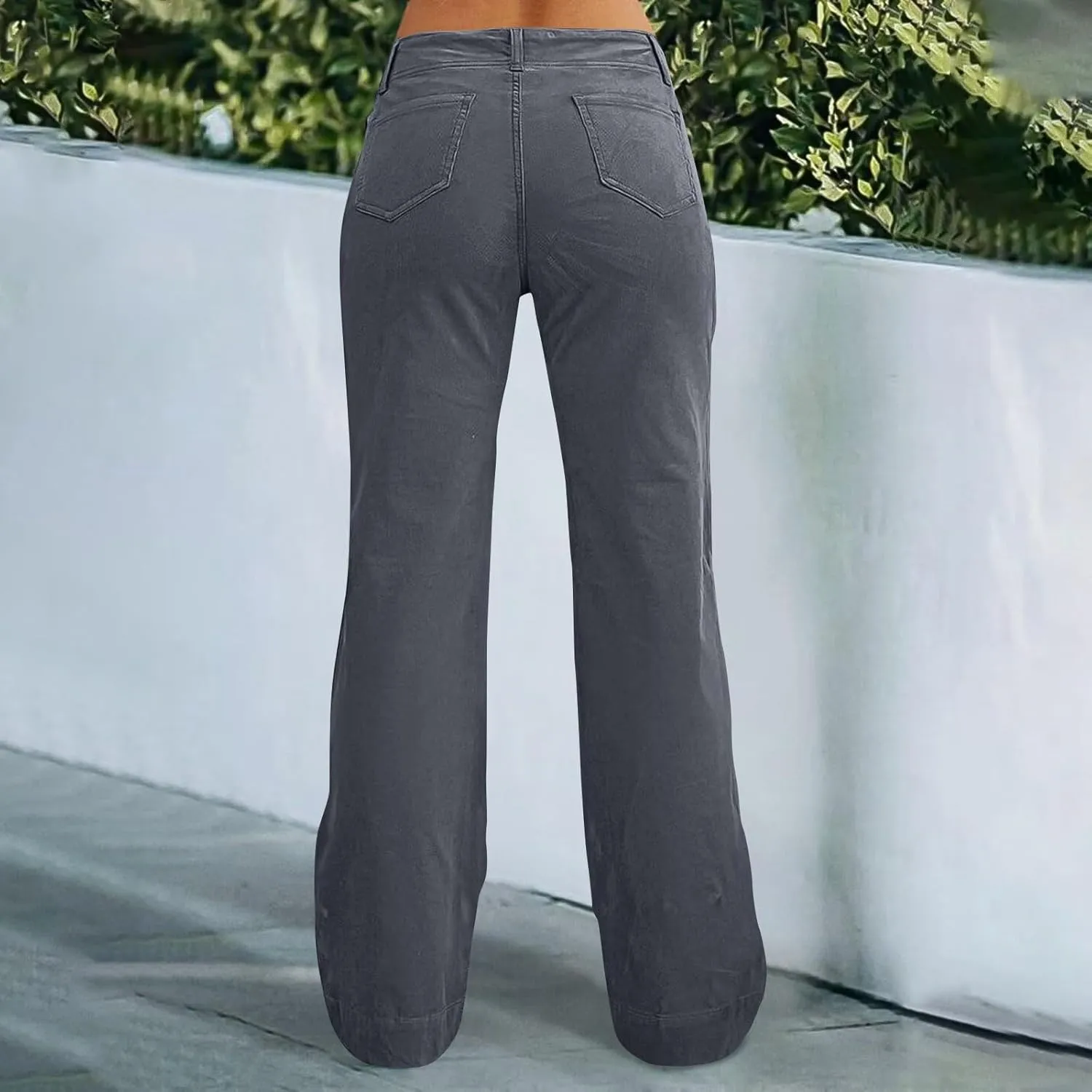 Wide Leg Pants Women Y2k Twill Slim Fit High Waisted Chino Pants Business Flare Dress Pants with Pockets Streetwear